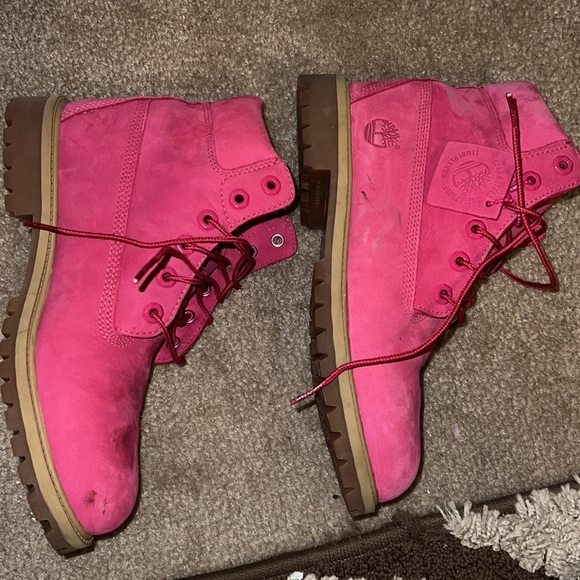 Timberland Leather Lace Up Hot Pink Ankle - Picture 5 of 6